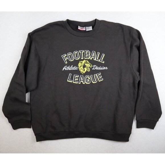 AEROPOSTALE - MEN'S BROWN CREW NECK PULLOVER SWEATSHIRT - FOOTBALL - LION - Picture 1 of 7